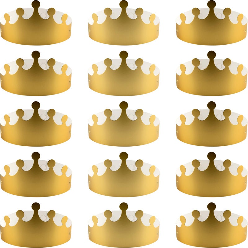 IFAMIO 25 Pieces Golden King Crowns Foldable Paper Party Crown Hat Gold Foil Cap for Birthday Celebration Baby Shower Photo Props