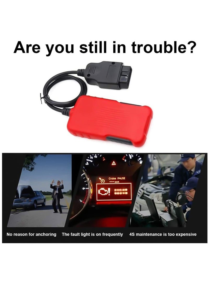 Scanner Code Reader for Car Check Engine, Automotive Fault Diagnostic Tool, Read and Erase Fault Codes, Check Emission Monitor Status, Universal for All OBD II Protocol Vehicles