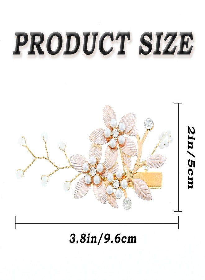 فويت مشبك شعر فويت على شكل زهرة للعروس، دبابيس شعر ذهبية مزينة بالزهور، إكسسوارات شعر مزينة بخرز اللؤلؤ للنساء والعرائس - Image 5