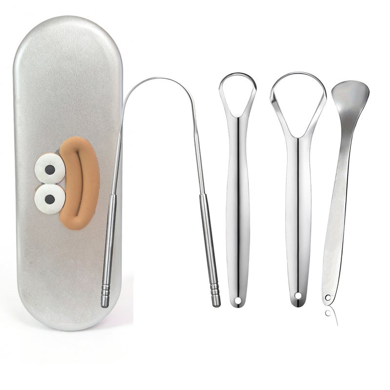 Red Metal Box 5pcs Cartoon Big Mouth Tongue Scrapers for Adults Tongue Cleaner - Image 1