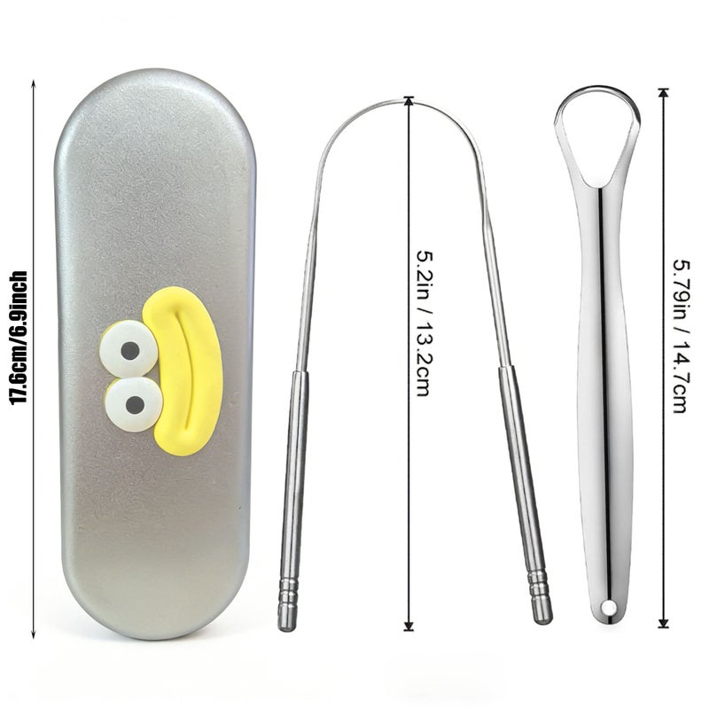 Red Metal Box 5pcs Cartoon Big Mouth Tongue Scrapers for Adults Tongue Cleaner - Image 4