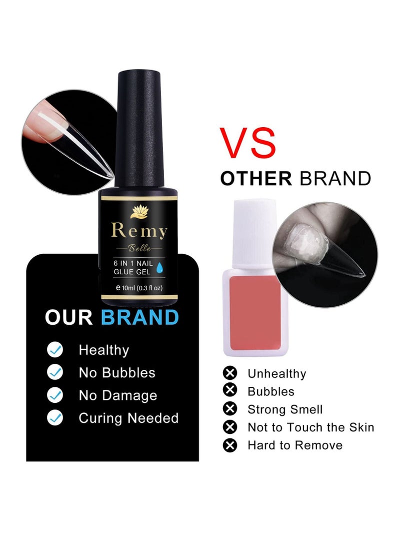 Remy Belle Soft Gel Nail Tip and Glue Gel Kit with Portable UV Light 552PCS 12 Sizes Medium Square (Set 2) - Image 4