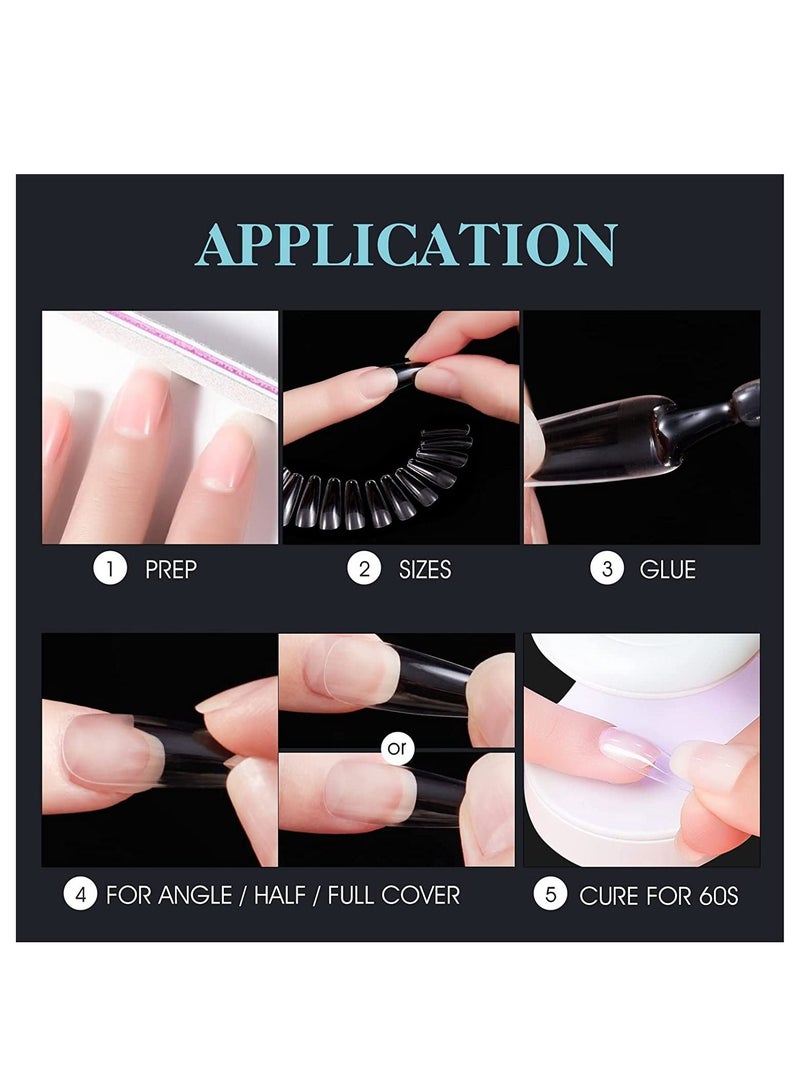 Remy Belle Soft Gel Nail Tip and Glue Gel Kit with Portable UV Light 552PCS 12 Sizes Medium Square (Set 2) - Image 5