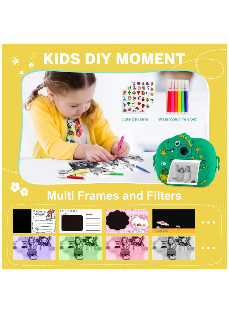 Jubilin Kids Camera Instant Print, Kids Digital Camera with 3 Rolls Print Paper, 2.4 Inch 1080P Screen with 32GB TF Card for 3+ Girls Boys Christmas Birthday Festival Party Gift ,Green - Image 4