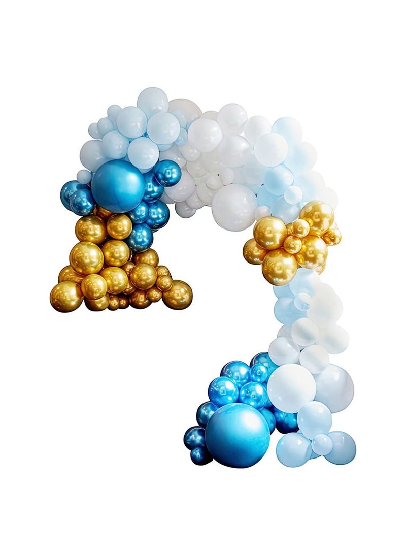 Ginger Ray Balloon Arch Kit Blue Gold White Latex DIY 200-Pack 12m - Image 1