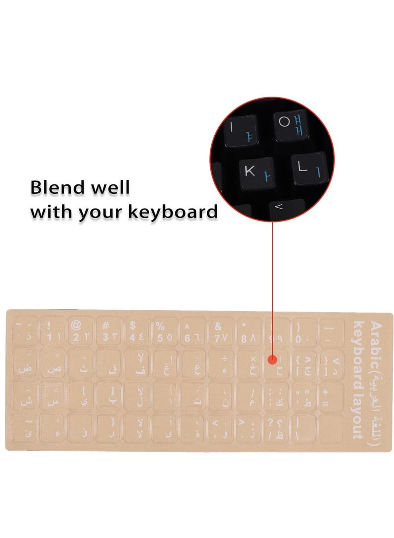 2 Pack Universal Arabic Keyboard Stickers, Transparent Background, with White Lettering for Computer Laptop Notebook Desktop, Replacement Computer Keyboard Stickers (Arabic) - Image 2