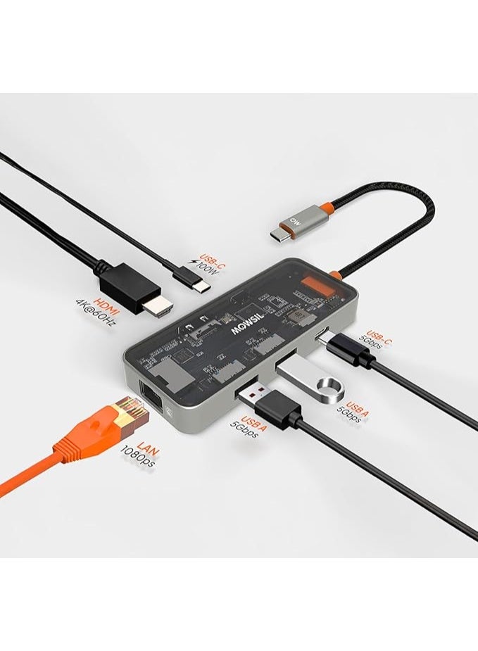 Mowsil 6-in-1 USB C Hub Multiport Adapter, 4K@60Hz - Image 4
