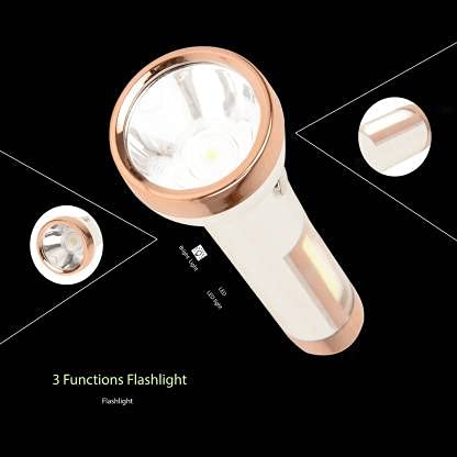 Care4 Care 4 1703 2+2W Strong LED COB Light Action with 8hrs Continuous Working Power (1800mAh) Aluminium Reflector with Micro Halogeno Technology - Image 3