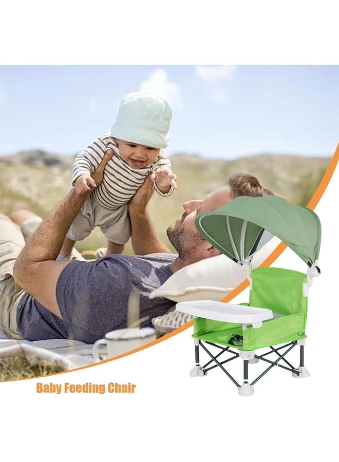 DUNISO Baby Booster Seat，Multifunctional Folding Portable Baby Dining Chair，Kids Outdoor Camping Chair with Sunshade and Removable Dining Tray，for Baby Travel,Playing,Beach,Picnic,Garden - Image 5