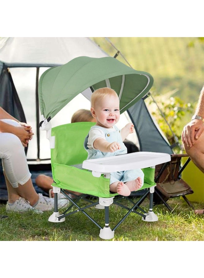 DUNISO Baby Booster Seat，Multifunctional Folding Portable Baby Dining Chair，Kids Outdoor Camping Chair with Sunshade and Removable Dining Tray，for Baby Travel,Playing,Beach,Picnic,Garden - Image 3