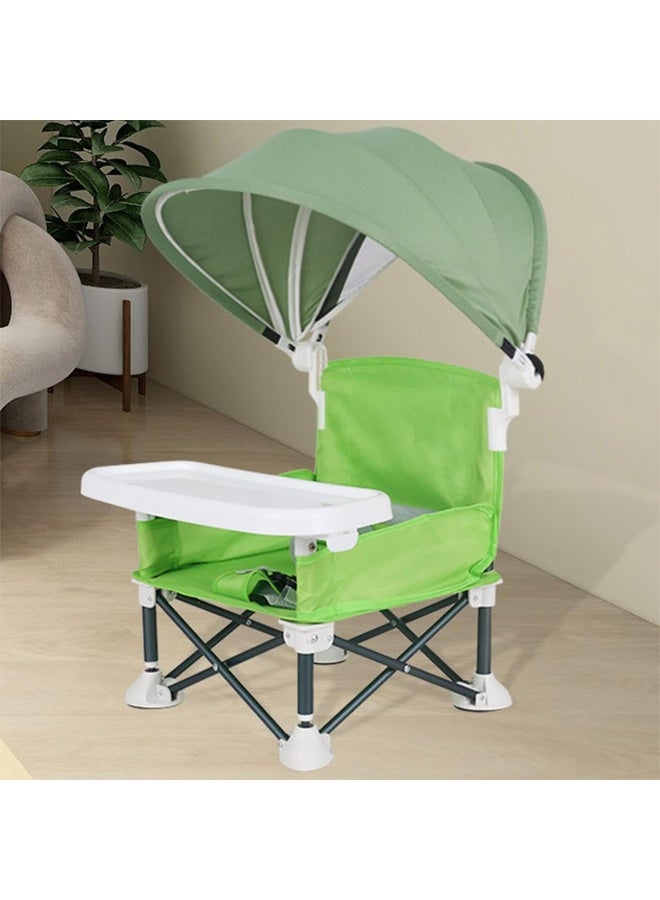 DUNISO Baby Booster Seat，Multifunctional Folding Portable Baby Dining Chair，Kids Outdoor Camping Chair with Sunshade and Removable Dining Tray，for Baby Travel,Playing,Beach,Picnic,Garden - Image 2