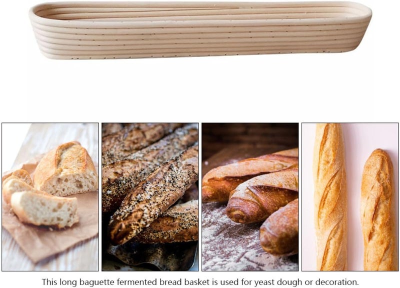 Long Baguette Bread Proofing Basket with Cloth Liner, 34x10x5.5cm Rattan Dough Rising Tool for Sourdough and Artisan Baking, Suitable for Home and Professional Bakers Random Color - Image 3
