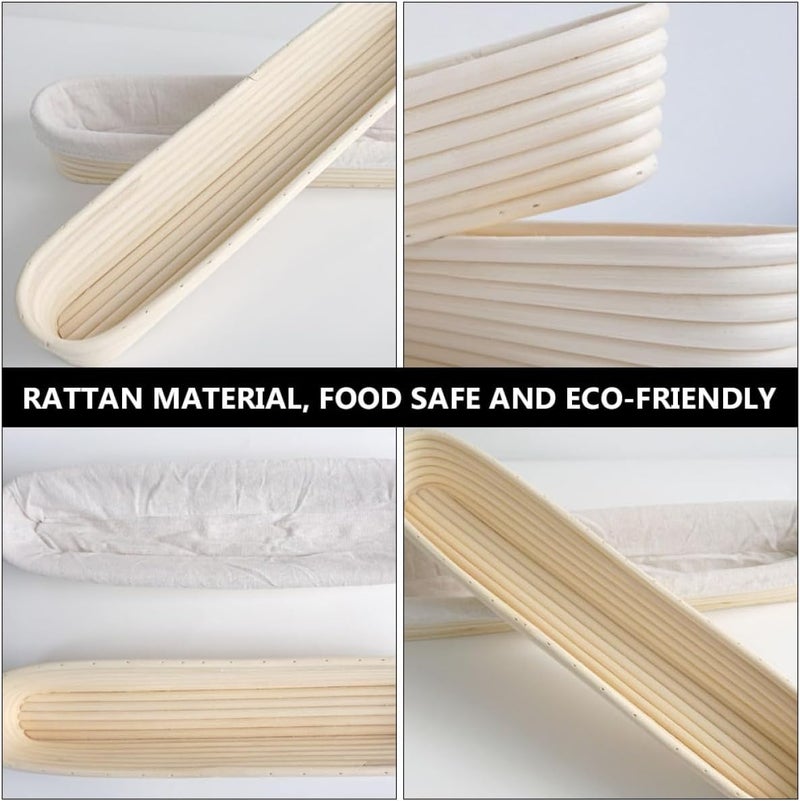 Long Baguette Bread Proofing Basket with Cloth Liner, 34x10x5.5cm Rattan Dough Rising Tool for Sourdough and Artisan Baking, Suitable for Home and Professional Bakers Random Color - Image 4