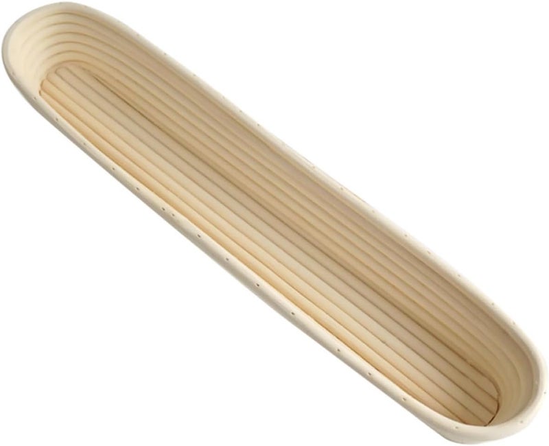 Long Baguette Bread Proofing Basket with Cloth Liner, 34x10x5.5cm Rattan Dough Rising Tool for Sourdough and Artisan Baking, Suitable for Home and Professional Bakers Random Color - Image 1