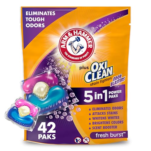Arm & Hammer Plus OxiClean With Odor Blasters Laundry Detergent 5-IN-1 Power Paks, 42CT (Packaging may vary) - Image 1