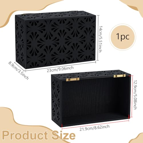 CUTHOLLOW Doorbell Chime Cover Box Plate for Wall Inside, Aesthetic Wooden Doorbell Cover for Home Upgrade Outdoor Indoor, Universal Fit and Easy to Install Decorative Modern Doorbell Box Only, Black - Image 2