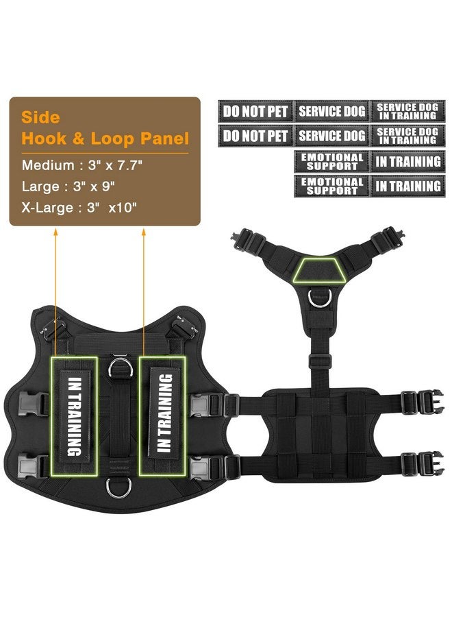 WINSEE Tactical Dog Harness with Dog Leash, Service Working MOLLE Vest with 10 Pet Patches for Medium Dog, No Pull Military Harness and Backpack for Training Hunting Walking - Image 4
