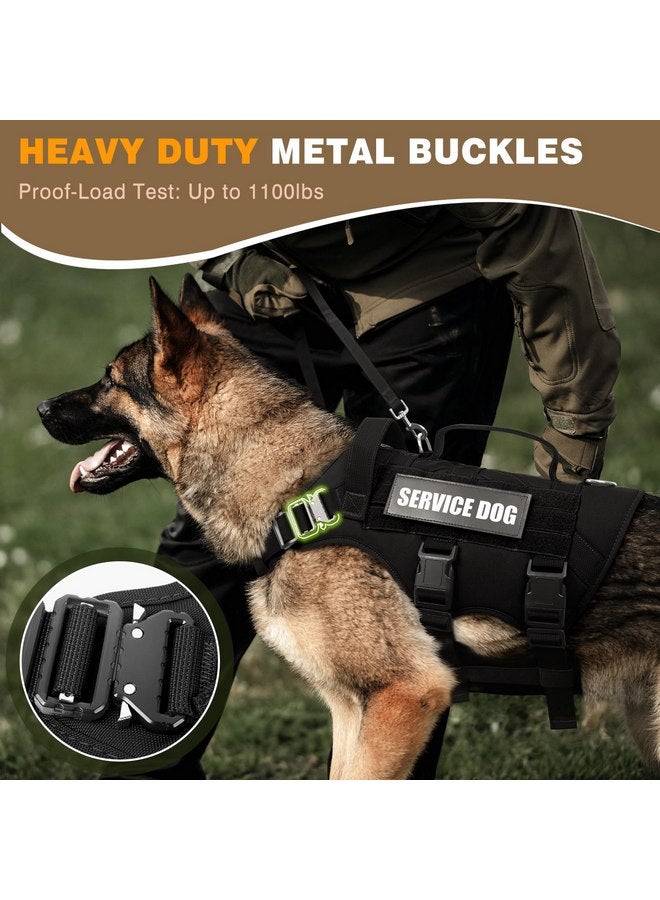 WINSEE Tactical Dog Harness with Dog Leash, Service Working MOLLE Vest with 10 Pet Patches for Medium Dog, No Pull Military Harness and Backpack for Training Hunting Walking - Image 3