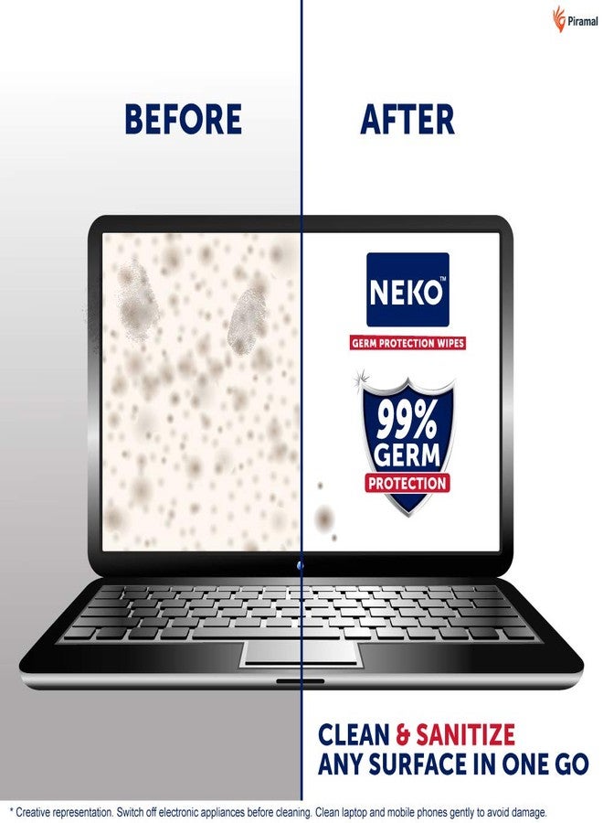 Neko Germ Protection Wipes 80S Lid Pack | Disinfectant Wipes | Skin Friendly | 99% Protection | Use On Skin & Multiple Surfaces At Home, Office, In Car And Out Of Home| Contains Bkc | Aloe Vera Enriched | Large Sized Wipes 200Mm X 200Mm | Pack Of 2 - Image 4