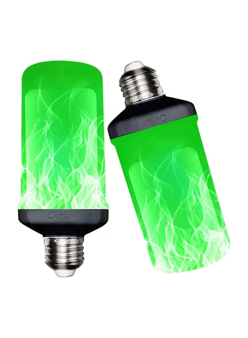 SYOSI LED Flame Light Bulb, Upgraded 4 Modes Flickering Light Bulbs with Upside Down Effect, E27 Base Flame Bulb for Party, Indoor and Outdoor Home Decoration, Romantic Atmosphere Lighting (2Pcs Green) - Image 1