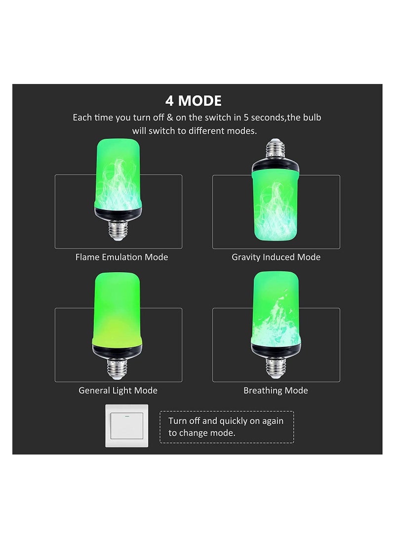 SYOSI LED Flame Light Bulb, Upgraded 4 Modes Flickering Light Bulbs with Upside Down Effect, E27 Base Flame Bulb for Party, Indoor and Outdoor Home Decoration, Romantic Atmosphere Lighting (2Pcs Green) - Image 3