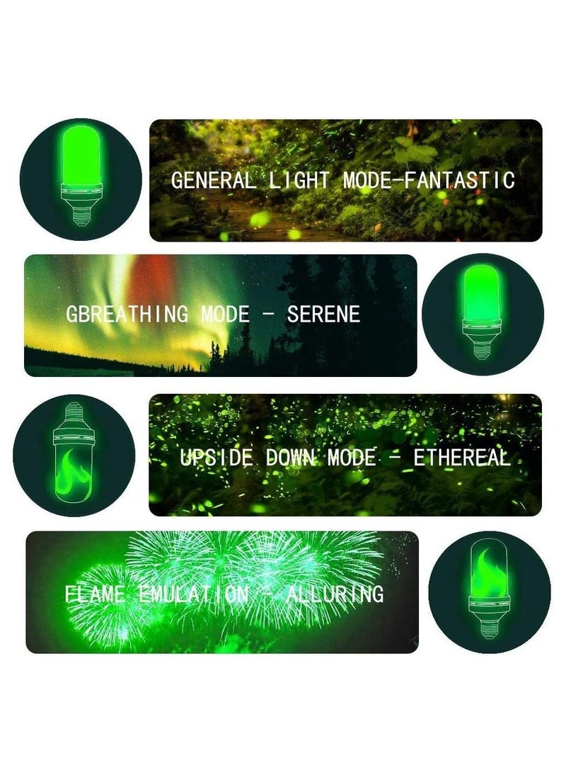 SYOSI LED Flame Light Bulb, Upgraded 4 Modes Flickering Light Bulbs with Upside Down Effect, E27 Base Flame Bulb for Party, Indoor and Outdoor Home Decoration, Romantic Atmosphere Lighting (2Pcs Green) - Image 2