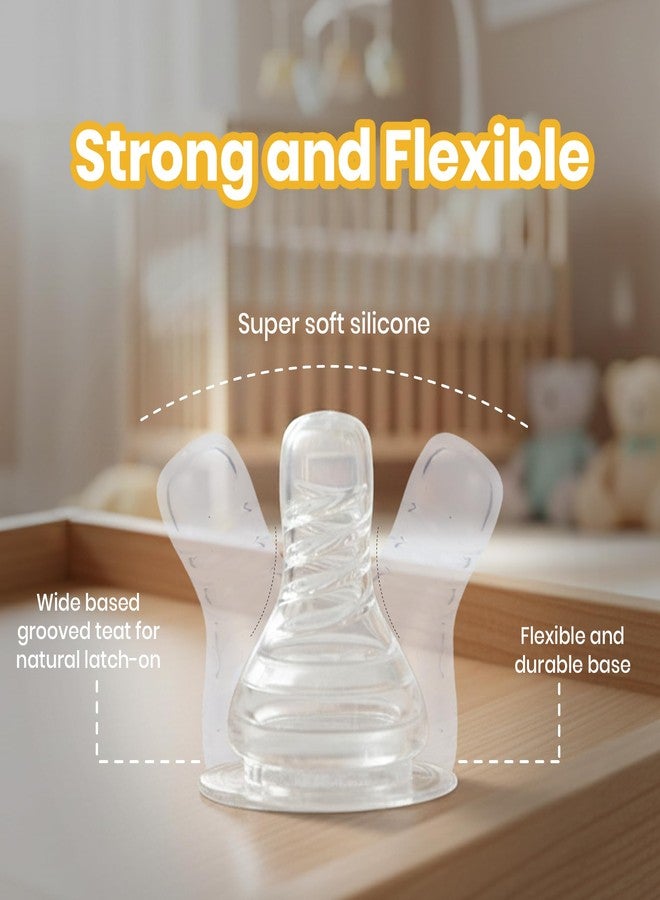 Nuluv Nourish+ Silicone Baby Bottle Nipple 3M+ (M-Size), Anti-Colic Teat for Newborns, 100% Soft Silicone, BPA-Free, BIS Approved, Compatible with Narrow Neck Bottles, Pack of 2 - Image 2