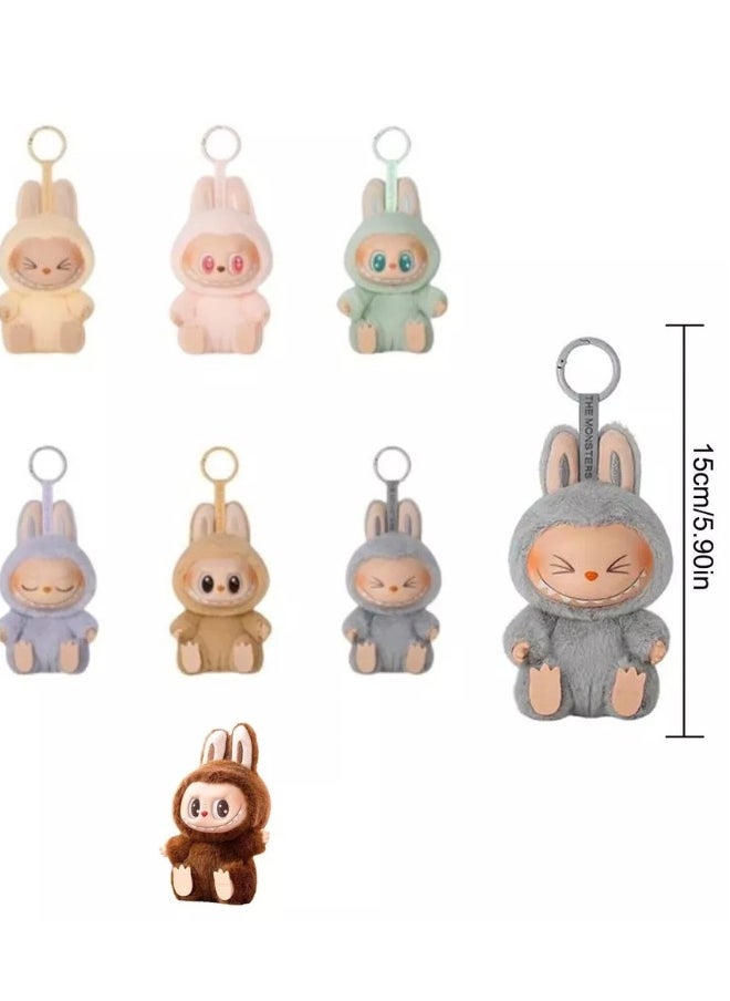 null - LABUBU Doll, Plush Toy Set Vinyl Plush Hanging Card,Blind Box Figures La bubu, The Monsters Plush Toys for Modern Home Decor, Collectible Toy Set Seat Pink - Image 1