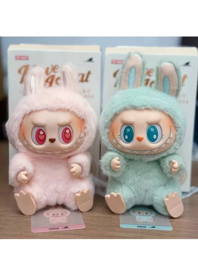 null - LABUBU Doll, Plush Toy Set Vinyl Plush Hanging Card,Blind Box Figures La bubu, The Monsters Plush Toys for Modern Home Decor, Collectible Toy Set Seat Pink - Image 1