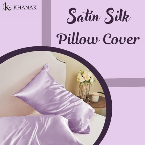 KHANAK Set of 2 Satin Silk Pillowcase for Hair and Skin Standard Size 18"X 28" with Soft Breathable Smooth Cooling Pillow Covers for Sleeping (2, Rose) - Image 3