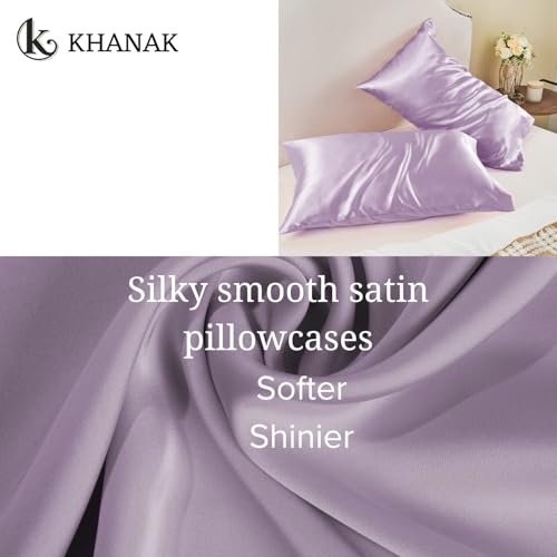 KHANAK Set of 2 Satin Silk Pillowcase for Hair and Skin Standard Size 18"X 28" with Soft Breathable Smooth Cooling Pillow Covers for Sleeping (2, Rose) - Image 5