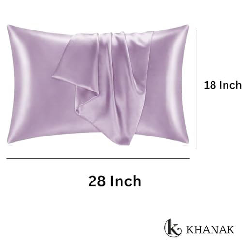 KHANAK Set of 2 Satin Silk Pillowcase for Hair and Skin Standard Size 18"X 28" with Soft Breathable Smooth Cooling Pillow Covers for Sleeping (2, Rose) - Image 2
