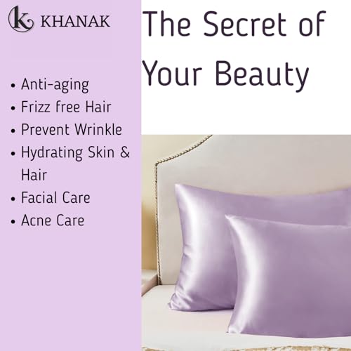 KHANAK Set of 2 Satin Silk Pillowcase for Hair and Skin Standard Size 18"X 28" with Soft Breathable Smooth Cooling Pillow Covers for Sleeping (2, Rose) - Image 4