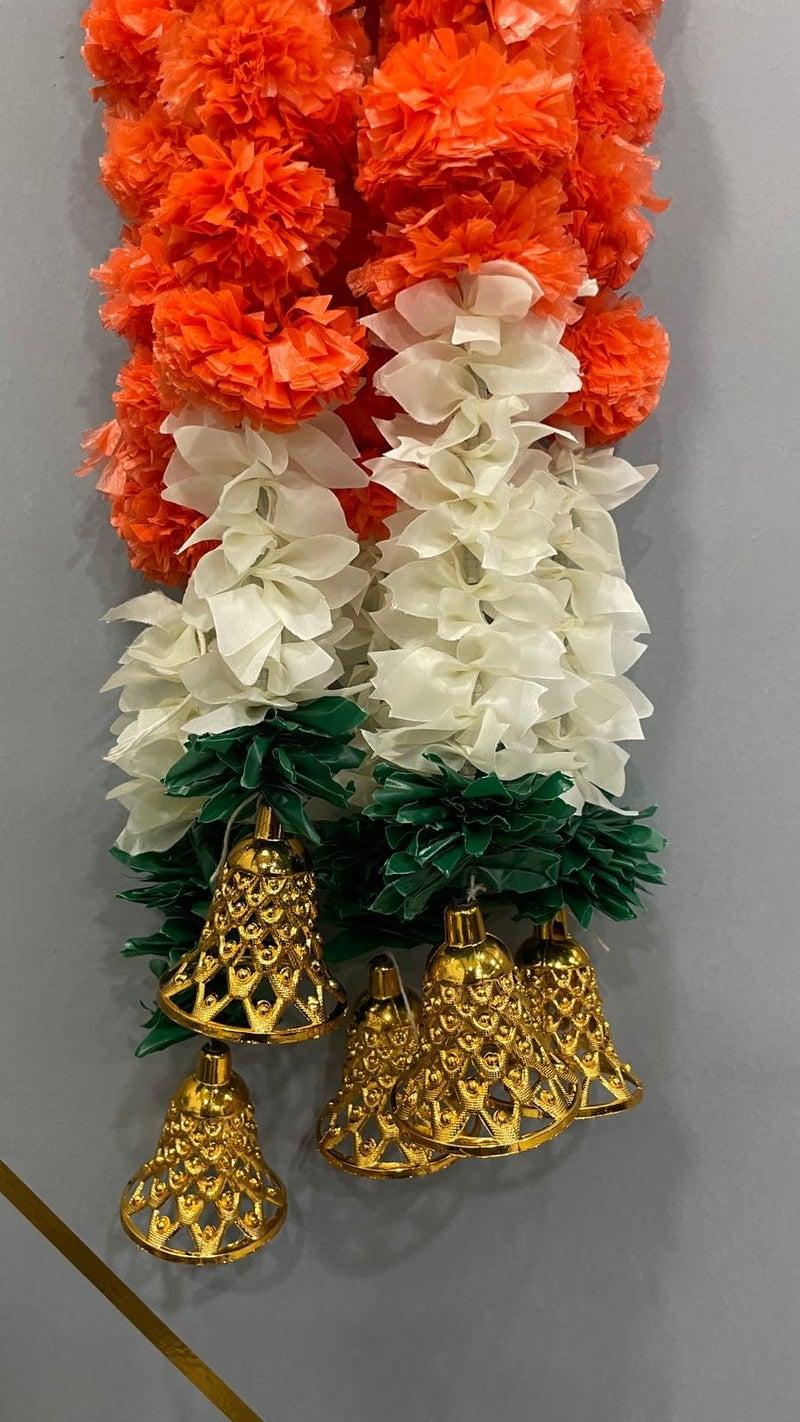 Abhaas Handmade Artificial Jasmine Gajra Marigold Garland Rajnigandha Tassels & Bells Traditional Decor for Diwali/Wedding/Festivals (GN-Y-5142) - Image 4
