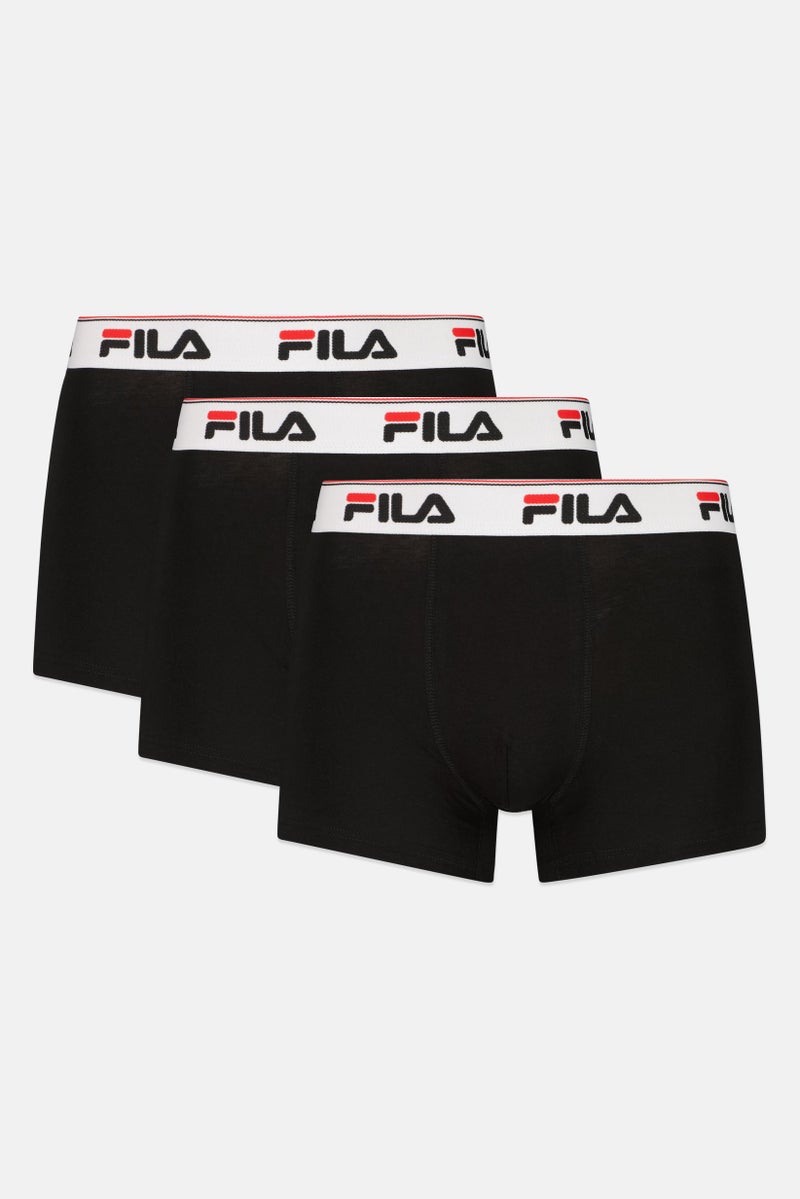 FILA Men 3 Pieces Brand Logo Low Rise Trunks, Black - Image 1