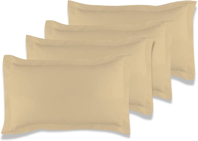 MUSA MUSA® Cotton Pillow Cover Shams - Washable Pillowcases for Sofa Cushions, Bedrooms & Dorm Decor | Hotel Quality Pillow Covers with Envelope Closure & 5cm Side Frame (4, Beige, 50 x 70cm) - Image 1