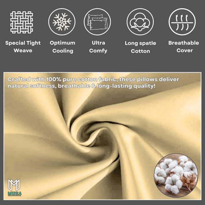 MUSA MUSA® Cotton Pillow Cover Shams - Washable Pillowcases for Sofa Cushions, Bedrooms & Dorm Decor | Hotel Quality Pillow Covers with Envelope Closure & 5cm Side Frame (4, Beige, 50 x 70cm) - Image 5
