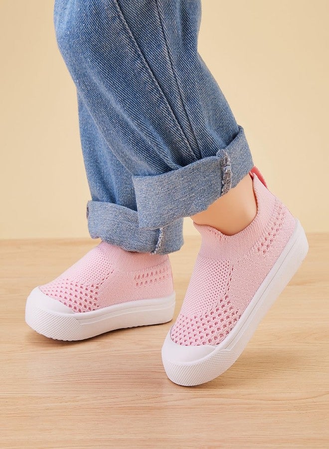 BMCiTYBM Baby Sneakers for Girls Boys Lightweight Breathable Mesh First Walking Shoes 6-24 Months-A-Pink,12-18 Months Infant - Image 2