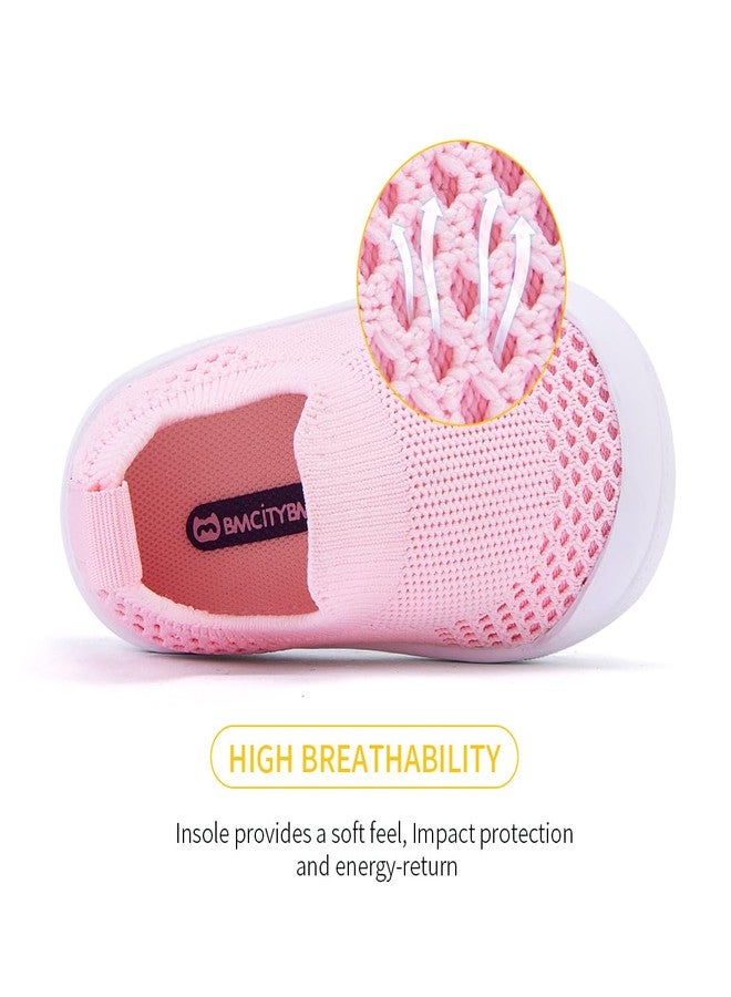 BMCiTYBM Baby Sneakers for Girls Boys Lightweight Breathable Mesh First Walking Shoes 6-24 Months-A-Pink,12-18 Months Infant - Image 4