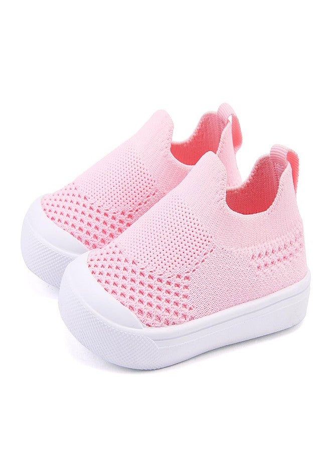 BMCiTYBM Baby Sneakers for Girls Boys Lightweight Breathable Mesh First Walking Shoes 6-24 Months-A-Pink,12-18 Months Infant - Image 3
