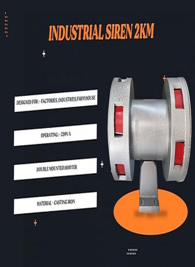 Pyro Guard Huge Loud Sound Industrial Siren Sound Range 2KM for Schools, Industries, Factories, Hospital Double Mounted Single Phase Siren - Image 2