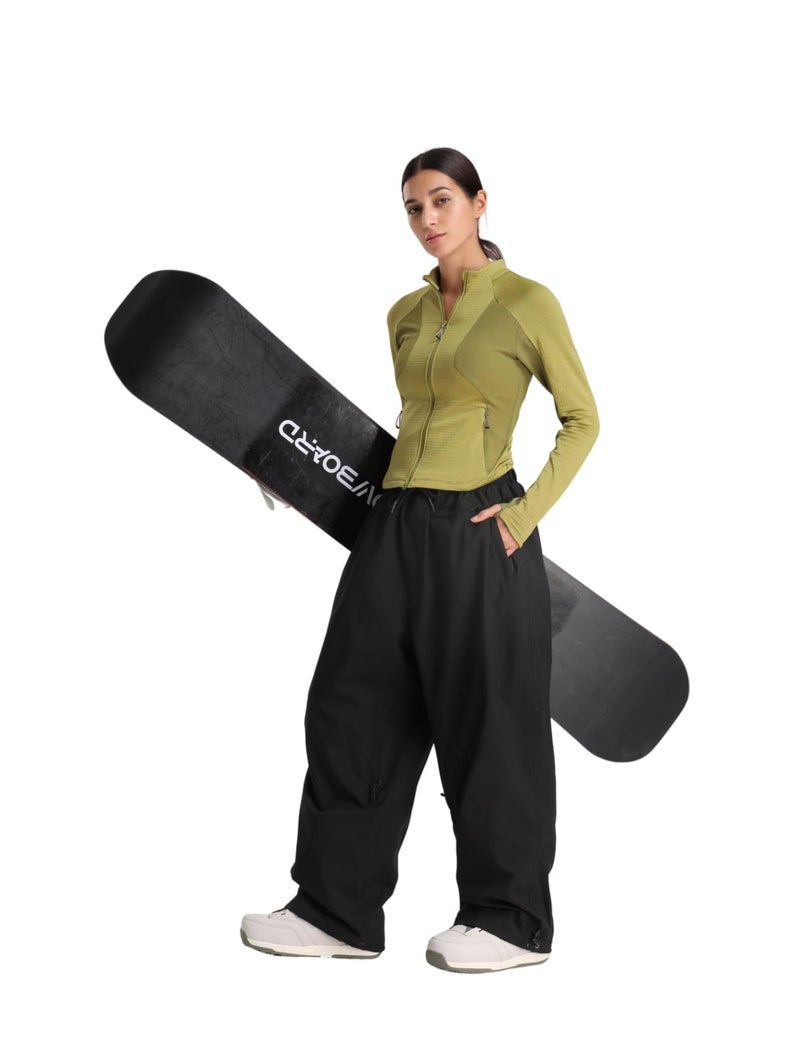 GSOU SNOW Mens Snow Pants Women Baggy Snowboard Pants Loose Fit Insulated Windproof Waterproof for Ski Hiking Winter Outdoor Black - Image 4