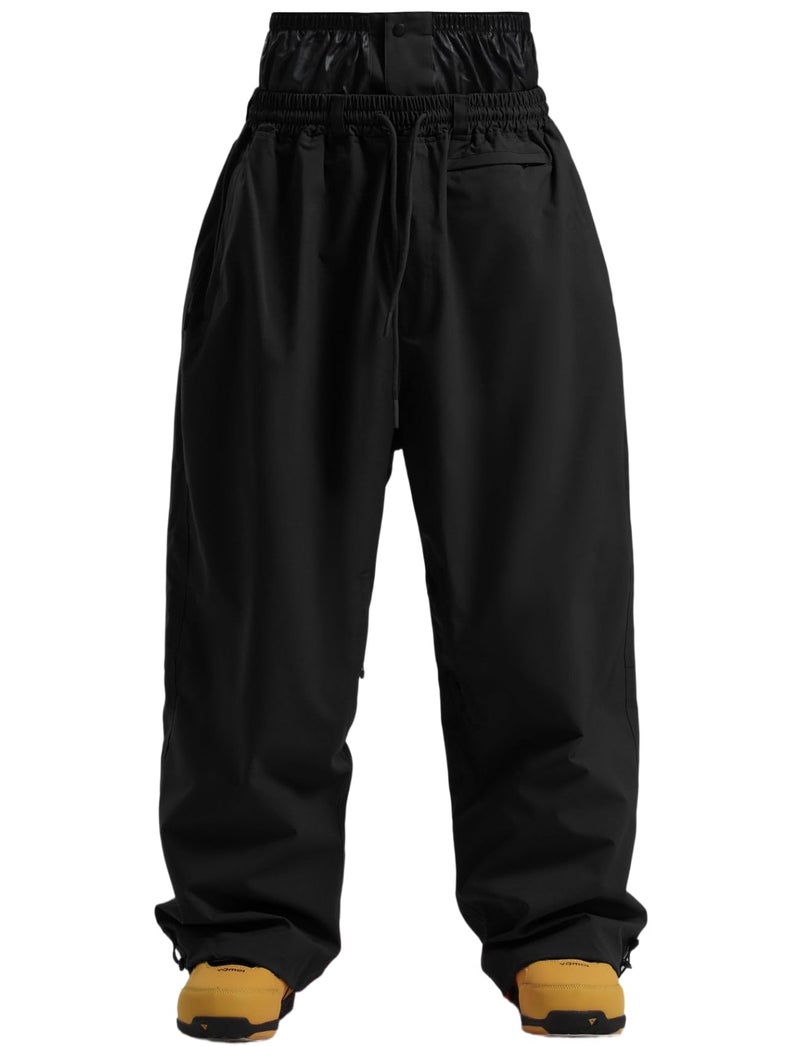 GSOU SNOW Mens Snow Pants Women Baggy Snowboard Pants Loose Fit Insulated Windproof Waterproof for Ski Hiking Winter Outdoor Black - Image 1
