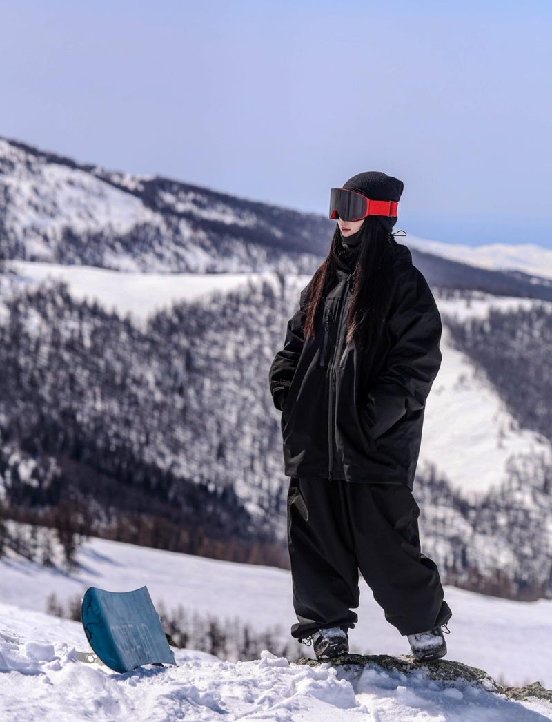 GSOU SNOW Mens Snow Pants Women Baggy Snowboard Pants Loose Fit Insulated Windproof Waterproof for Ski Hiking Winter Outdoor Black - Image 3
