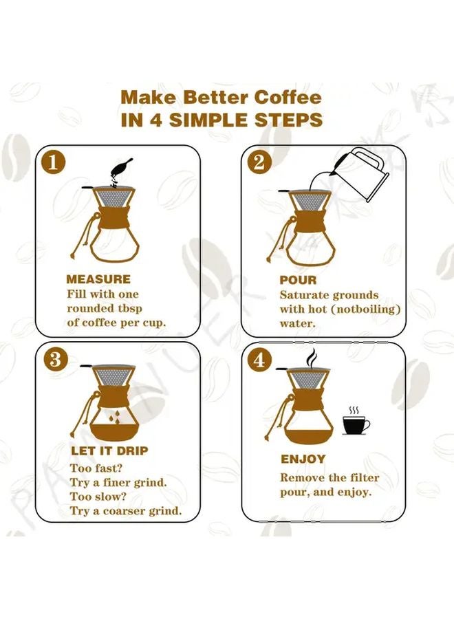 مجموعة من 2 حاوية قهوة زجاجية سعة 600 مل مع فلتر من الفولاذ المقاوم للصدأ ومقبض خشبي - Image 4