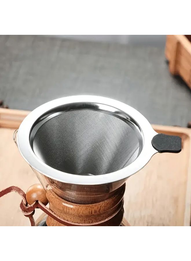 مجموعة من 2 حاوية قهوة زجاجية سعة 600 مل مع فلتر من الفولاذ المقاوم للصدأ ومقبض خشبي - Image 5