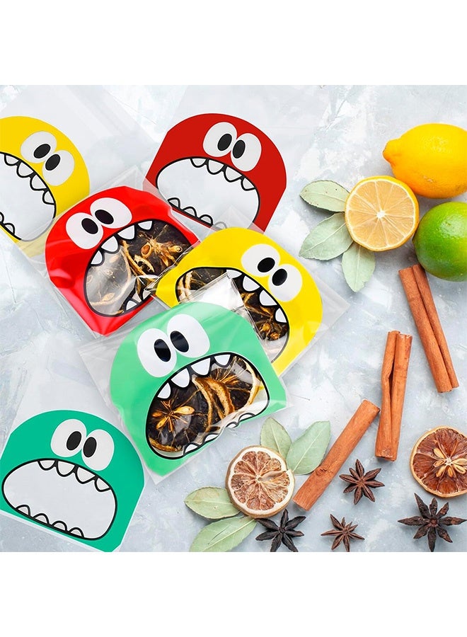 300PCS Self Adhesive Cookie Candy Bags ,10CM*10CM Big Mouth Monster Bakery Decorating Treat Bag Chocolate Gift Bags for Kids Party Favor Candies and Desserts - Image 3
