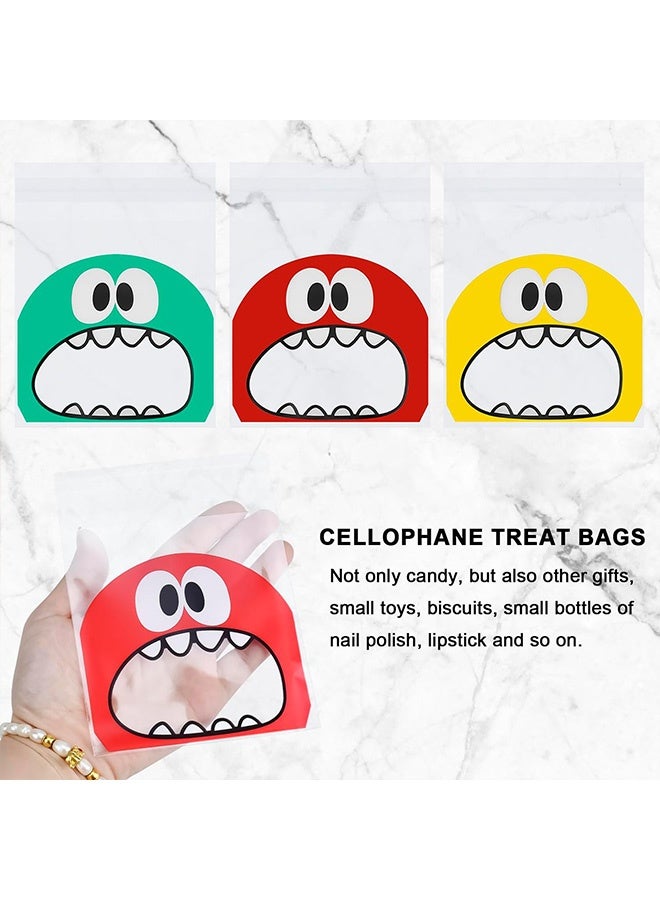 300PCS Self Adhesive Cookie Candy Bags ,10CM*10CM Big Mouth Monster Bakery Decorating Treat Bag Chocolate Gift Bags for Kids Party Favor Candies and Desserts - Image 5