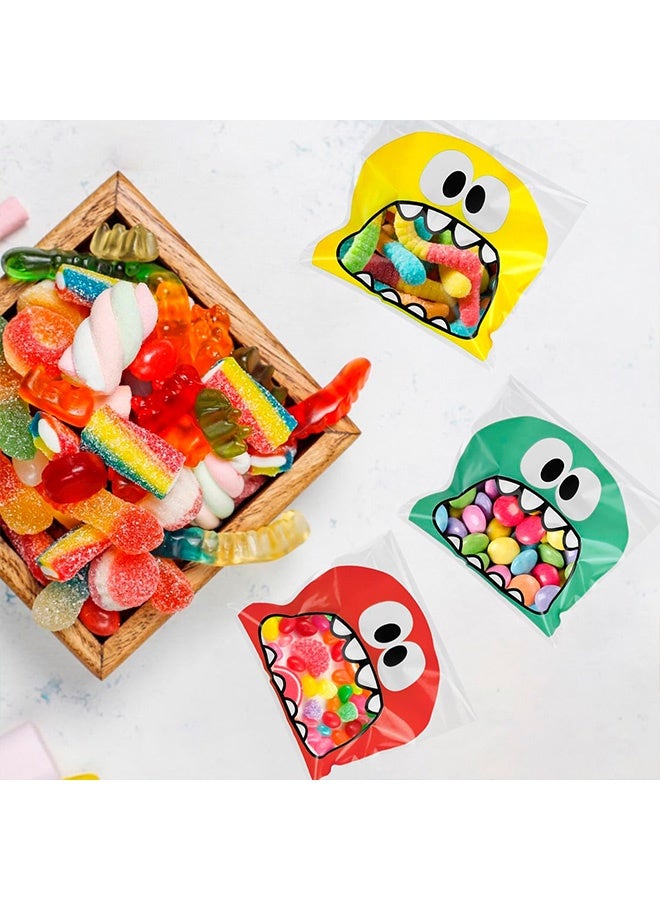 300PCS Self Adhesive Cookie Candy Bags ,10CM*10CM Big Mouth Monster Bakery Decorating Treat Bag Chocolate Gift Bags for Kids Party Favor Candies and Desserts - Image 4