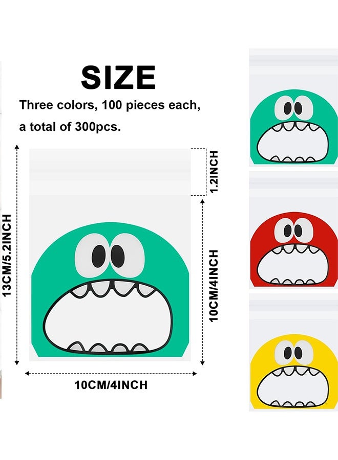 300PCS Self Adhesive Cookie Candy Bags ,10CM*10CM Big Mouth Monster Bakery Decorating Treat Bag Chocolate Gift Bags for Kids Party Favor Candies and Desserts - Image 2